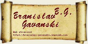 Branislav Gavanski vizit kartica